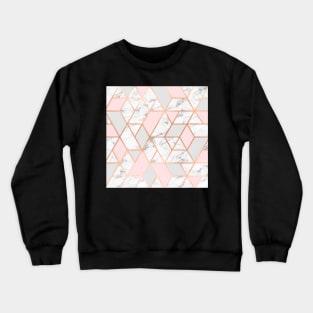 Rose Gold, Pink, Grey & Marble Geo Lines Crewneck Sweatshirt